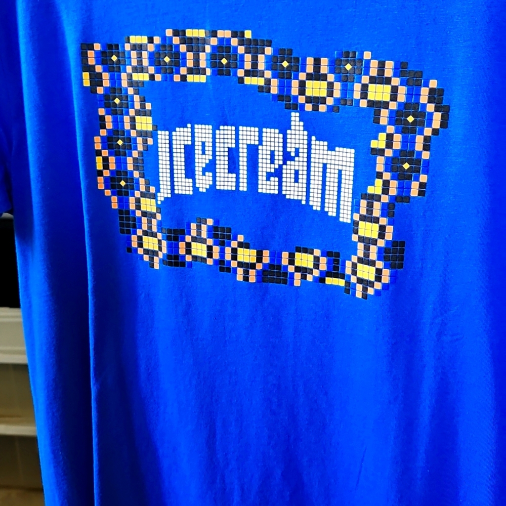 Mens Icecream tshirt royal blue 100% cotton with puff paint